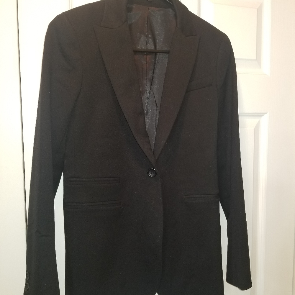 Theory Women's Black Coat Wool Suit Button Blazer